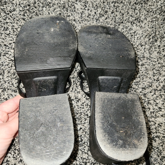 soda chunky Black Strappy sandals Thick Retro Y2k 90s*please See Photos For Size - Picture 7 of 16